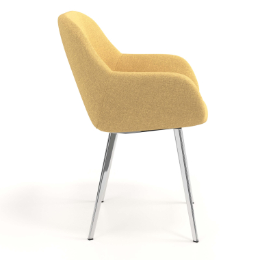 sedia ospite ufficio cromato giallo 4 gambe tessuto braccioli imbottiti 3