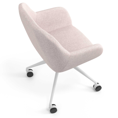 sedia sala riunione bianco beige girevole con ruote tessuto braccioli imbottiti 7