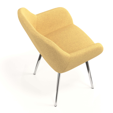 sedia ospite ufficio cromato giallo 4 gambe tessuto braccioli imbottiti 7