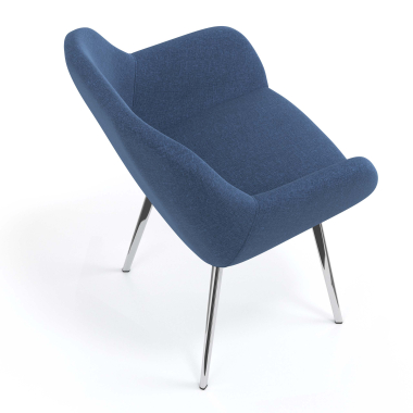 sedia ospite ufficio cromato blu 4 gambe tessuto braccioli imbottiti 7