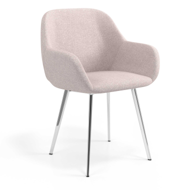 sedia ospite ufficio cromato beige 4 gambe tessuto braccioli imbottiti 1