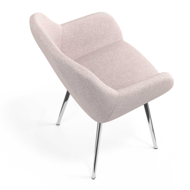 sedia ospite ufficio cromato beige 4 gambe tessuto braccioli imbottiti 7