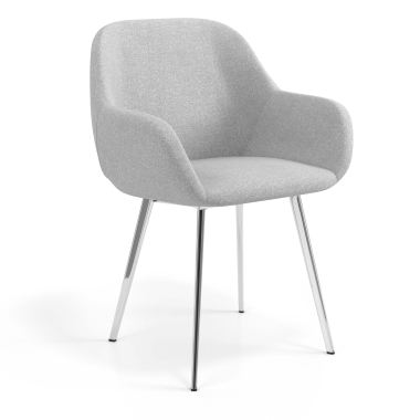 sedia ospite ufficio cromato grigio chiaro 4 gambe tessuto braccioli imbottiti 1