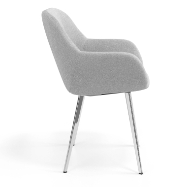 sedia ospite ufficio cromato grigio chiaro 4 gambe tessuto braccioli imbottiti 3