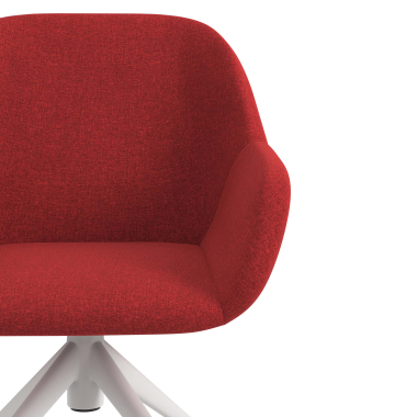 sedia sala riunione bianco rosso girevole con ruote tessuto braccioli imbottiti 5