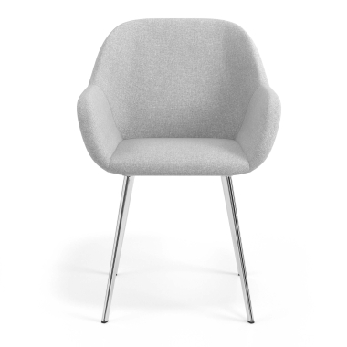 sedia ospite ufficio cromato grigio chiaro 4 gambe tessuto braccioli imbottiti 4