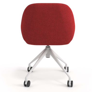 sedia sala riunione bianco rosso girevole con ruote tessuto braccioli imbottiti 6