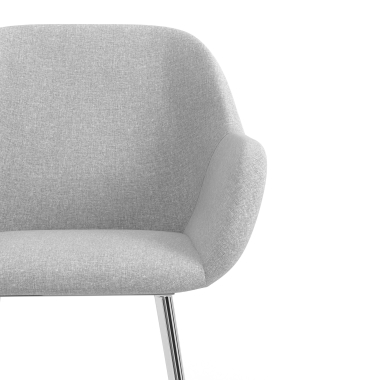 sedia ospite ufficio cromato grigio chiaro 4 gambe tessuto braccioli imbottiti 5