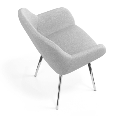 sedia ospite ufficio cromato grigio chiaro 4 gambe tessuto braccioli imbottiti 7