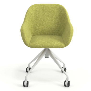 sedia sala riunione bianco verde girevole con ruote tessuto braccioli imbottiti 4