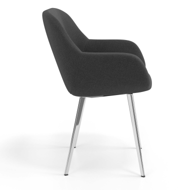 sedia ospite ufficio cromato antracite 4 gambe tessuto braccioli imbottiti 3