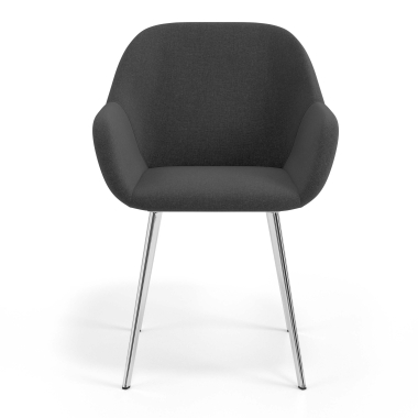sedia ospite ufficio cromato antracite 4 gambe tessuto braccioli imbottiti 4