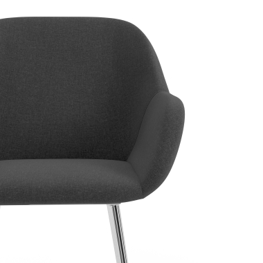 sedia ospite ufficio cromato antracite 4 gambe tessuto braccioli imbottiti 5