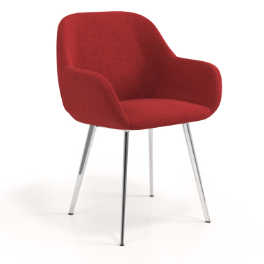 sedia ospite ufficio cromato rosso 4 gambe tessuto braccioli imbottiti 1