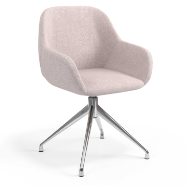 sedia sala riunione cromato beige girevole tessuto braccioli imbottiti 1