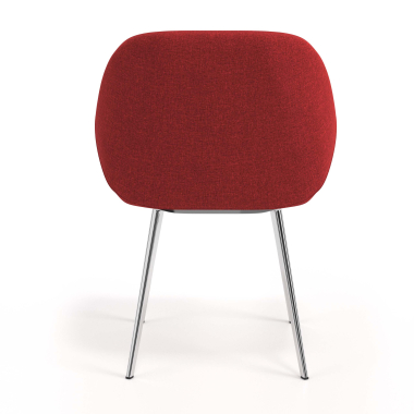 sedia ospite ufficio cromato rosso 4 gambe tessuto braccioli imbottiti 6