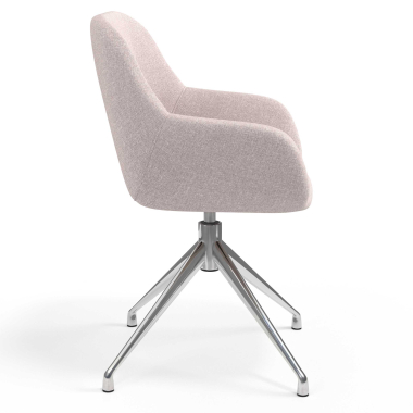 sedia sala riunione cromato beige girevole tessuto braccioli imbottiti 3