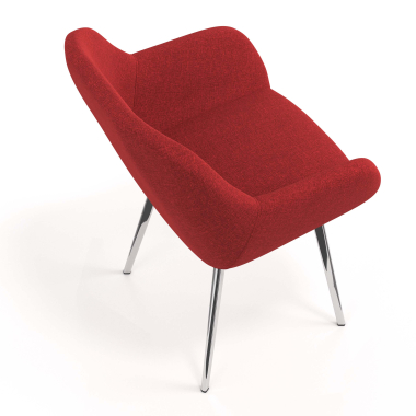 sedia ospite ufficio cromato rosso 4 gambe tessuto braccioli imbottiti 7