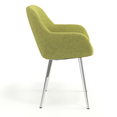 sedia ospite ufficio cromato verde 4 gambe tessuto braccioli imbottiti 3
