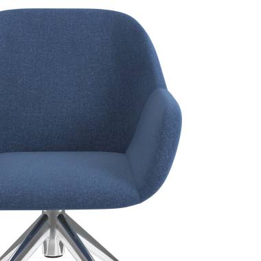 sedia sala riunione cromato blu girevole con ruote tessuto braccioli imbottiti 5
