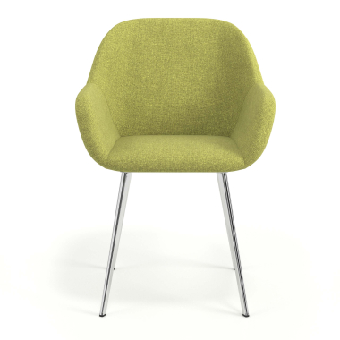 sedia ospite ufficio cromato verde 4 gambe tessuto braccioli imbottiti 4