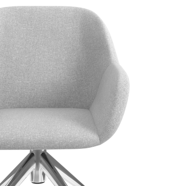 sedia sala riunione cromato grigio chiaro girevole con ruote tessuto braccioli imbottiti 5
