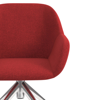 sedia sala riunione cromato rosso girevole con ruote tessuto braccioli imbottiti 5