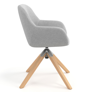 sedia sala riunione grigio chiaro girevole legno tessuto braccioli imbottiti 3