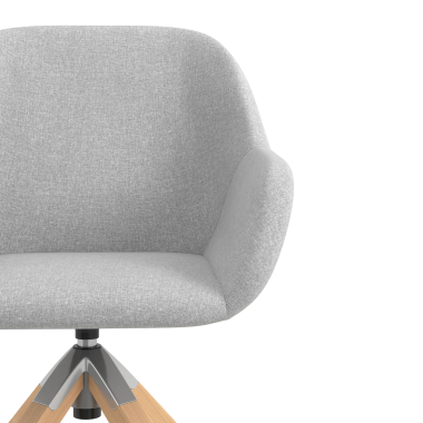 sedia sala riunione grigio chiaro girevole legno tessuto braccioli imbottiti 5