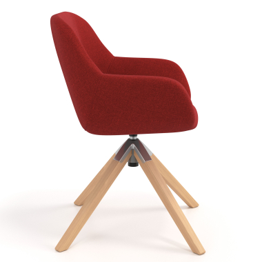 sedia sala riunione rosso girevole legno tessuto braccioli imbottiti 3