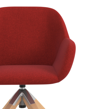 sedia sala riunione rosso girevole legno tessuto braccioli imbottiti 5