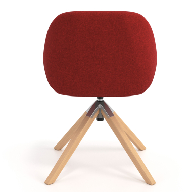 sedia sala riunione rosso girevole legno tessuto braccioli imbottiti 6