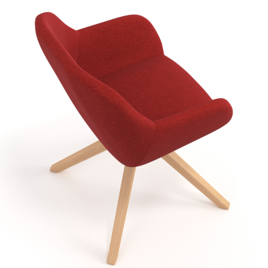 sedia sala riunione rosso girevole legno tessuto braccioli imbottiti 7