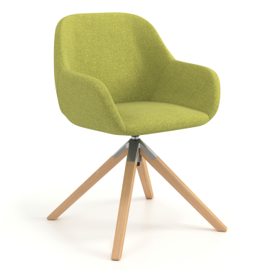 sedia sala riunione verde girevole legno tessuto braccioli imbottiti 1