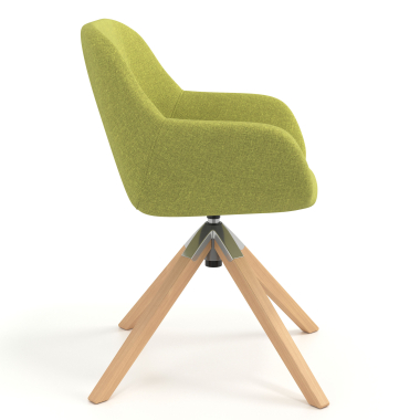sedia sala riunione verde girevole legno tessuto braccioli imbottiti 3