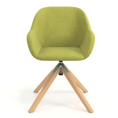 sedia sala riunione verde girevole legno tessuto braccioli imbottiti 4