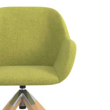 sedia sala riunione verde girevole legno tessuto braccioli imbottiti 5
