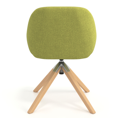 sedia sala riunione verde girevole legno tessuto braccioli imbottiti 6