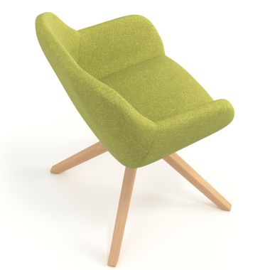 sedia sala riunione verde girevole legno tessuto braccioli imbottiti 7