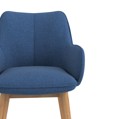 sedia scandinava blu piedi in legno tessuto braccioli imbottiti 5