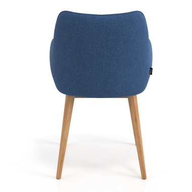 sedia scandinava blu piedi in legno tessuto braccioli imbottiti 6