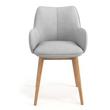 sedia scandinava grigio piedi in legno tessuto braccioli imbottiti 4
