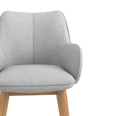 sedia scandinava grigio piedi in legno tessuto braccioli imbottiti 5