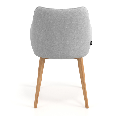 sedia scandinava grigio piedi in legno tessuto braccioli imbottiti 6