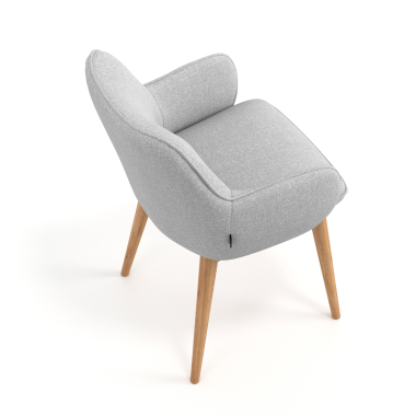 sedia scandinava grigio piedi in legno tessuto braccioli imbottiti 7
