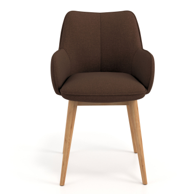 sedia scandinava marrone piedi in legno tessuto braccioli imbottiti 4