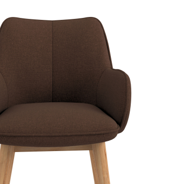 sedia scandinava marrone piedi in legno tessuto braccioli imbottiti 5