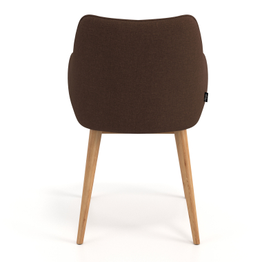 sedia scandinava marrone piedi in legno tessuto braccioli imbottiti 6