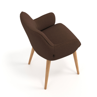 sedia scandinava marrone piedi in legno tessuto braccioli imbottiti 7