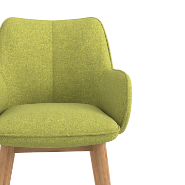 sedia scandinava verde piedi in legno tessuto braccioli imbottiti 5